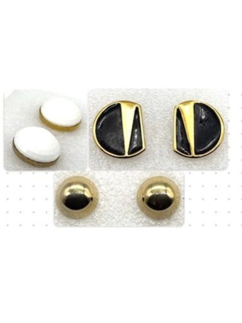 Lot of Three Vintage Pairs of Earrings Monet and Coro Clip Post Black Gold White